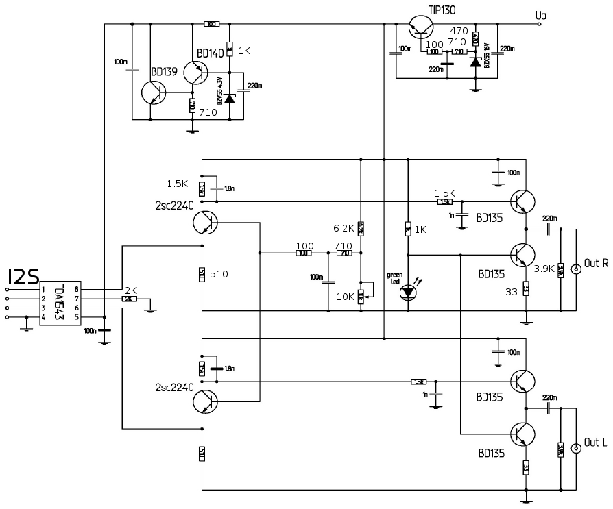 Схема ЦАП TDA1543 V3 Схема ЦАП TDA1543 V3